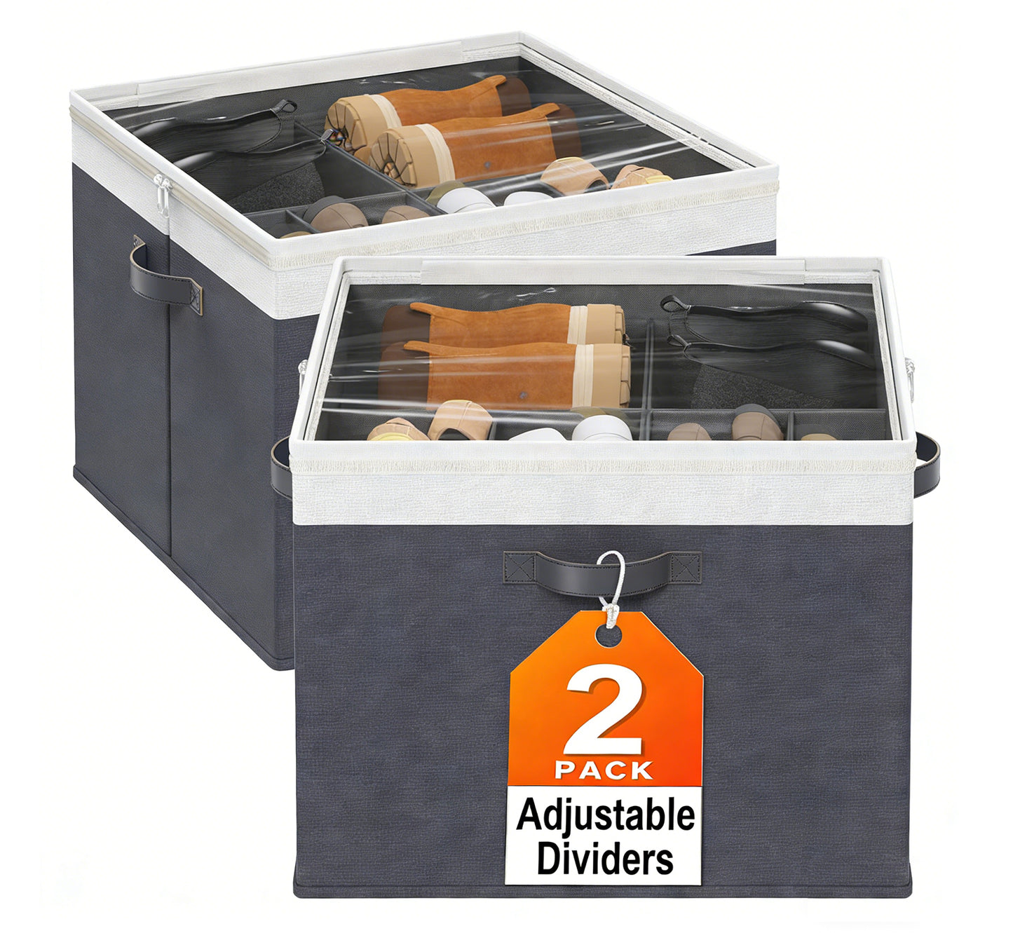 TitanTastic 2-Pack Large Capacity Shoe Organizer for Closet - Holds 32 Pairs, Space-Saving