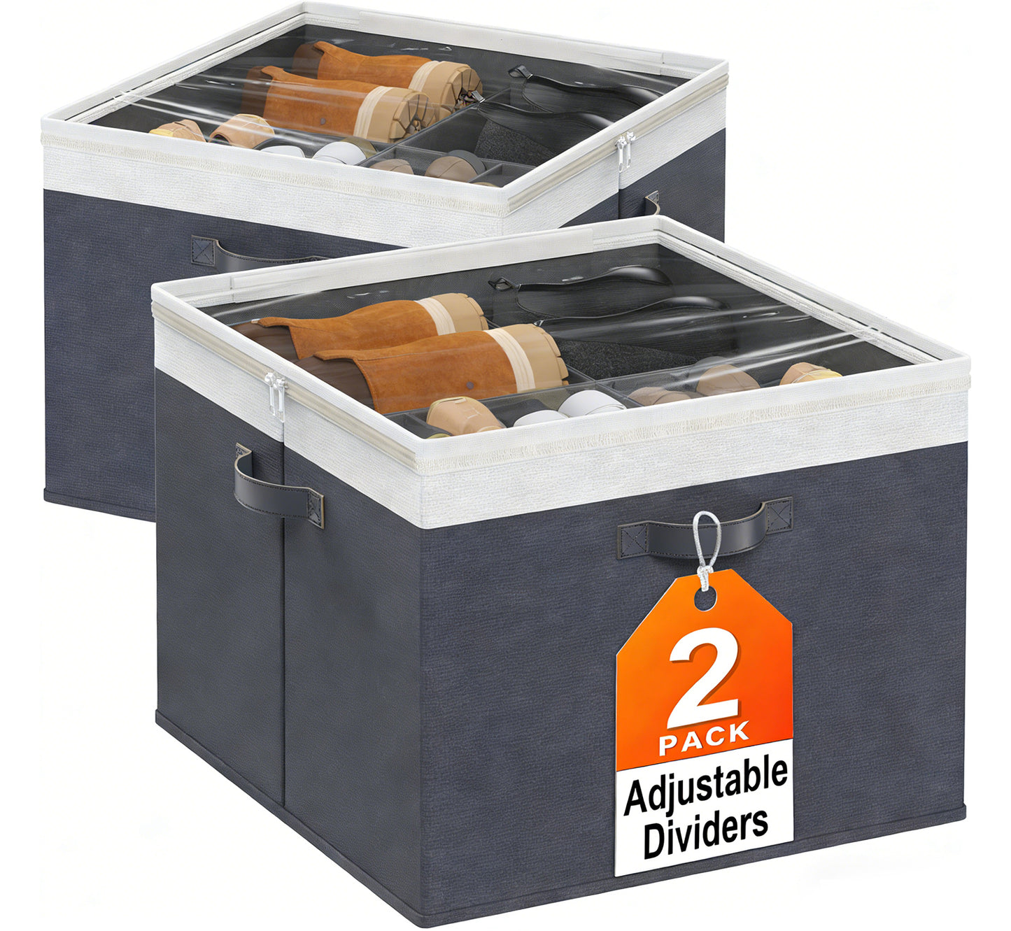 TitanTastic 2-Pack Large Capacity Shoe Organizer for Closet - Holds 32 Pairs, Space-Saving