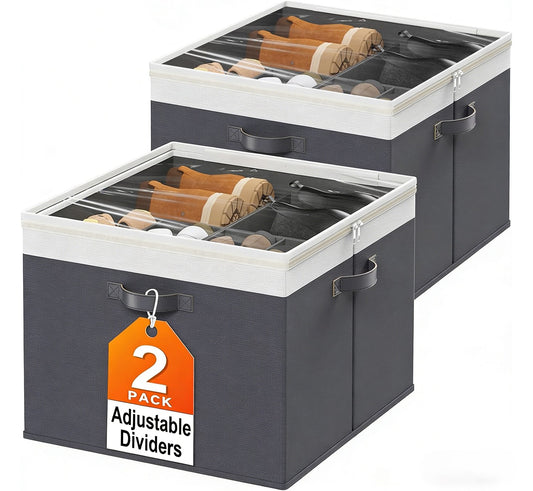 TitanTastic 2-Pack Large Capacity Shoe Organizer for Closet - Holds 32 Pairs, Space-Saving